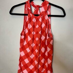 J Crew Factory Gingham Tie Neck Tank New with Tags